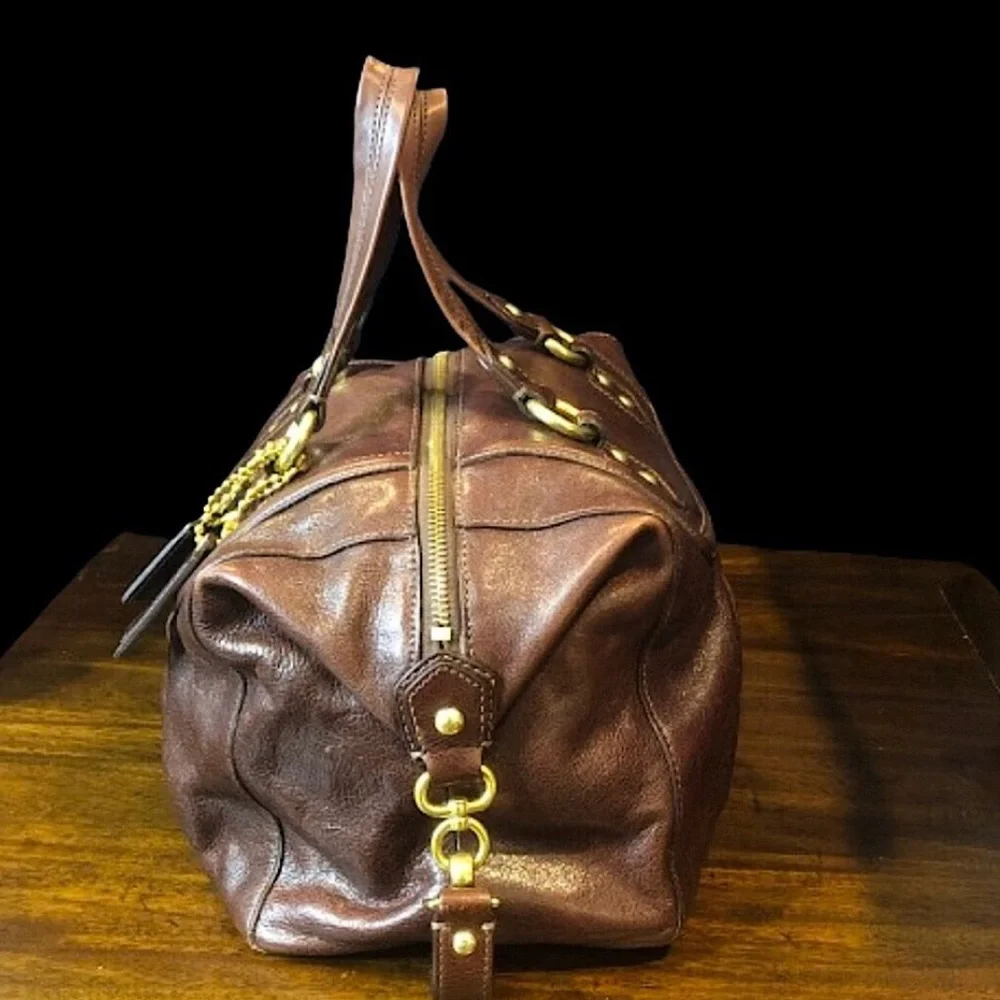 Vintage COACH Full Grain Brown Leather Top Handle Shoulder Bag NWOT
